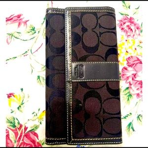 Coach Signature Embossed Trim Trifold Wallet